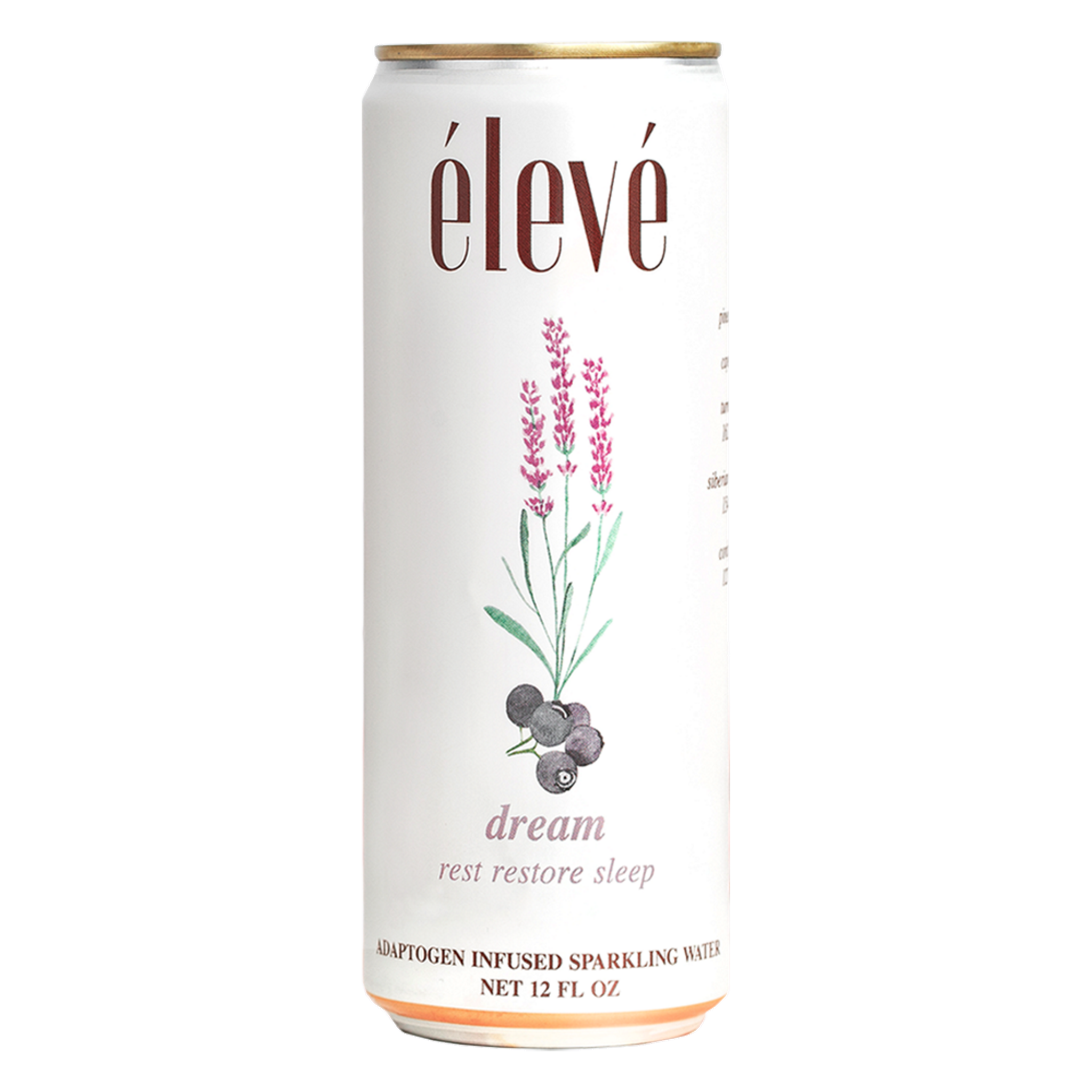 eleve dream adaptogen infused sparkling water, functional beverage for a relaxing sleep and reduced anxiety